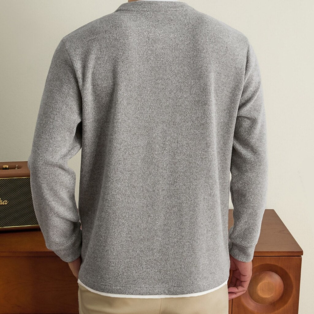 Ribbed Knit Crewneck Sweater Pullover