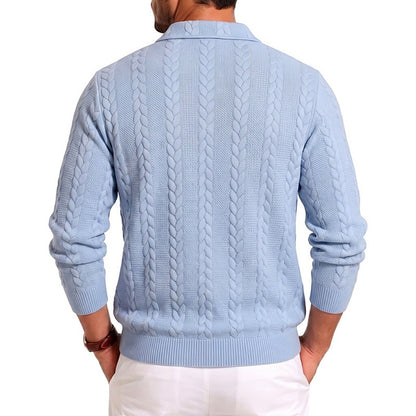Soft Textured Jacquard Quarter Zip Polo