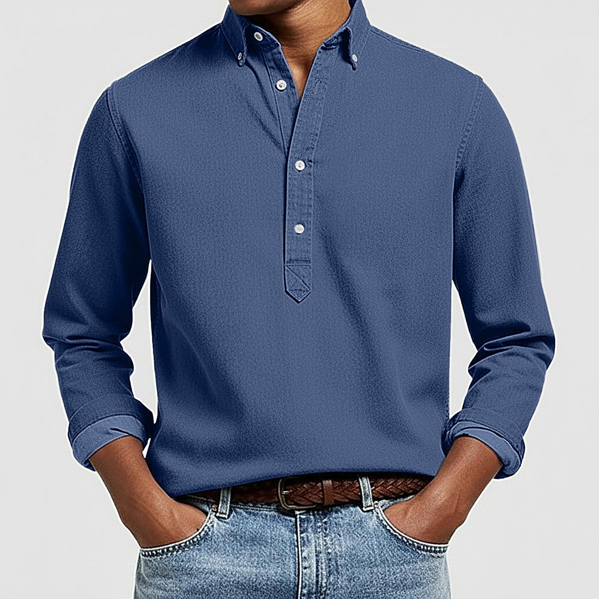 Long Sleeve Cotton Popover Shirt
