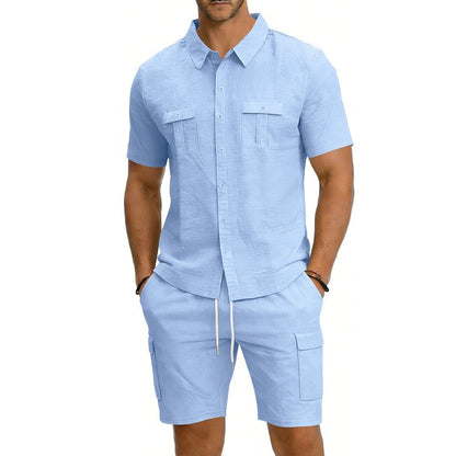 Cotton Linen Shirt & Shorts Set