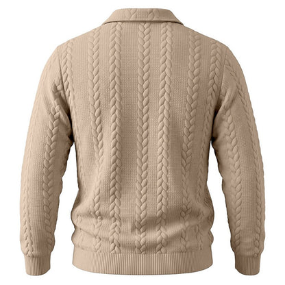Soft Textured Jacquard Quarter Zip Polo