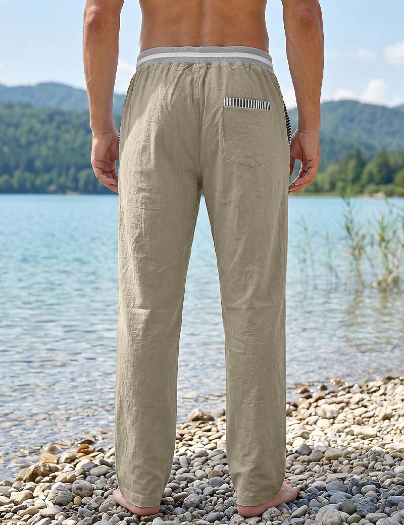 Lightweight Linen Pants With Elastic Waist