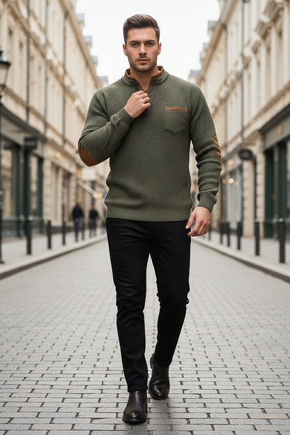 Colorblock V-neck Waffle Henley Shirts