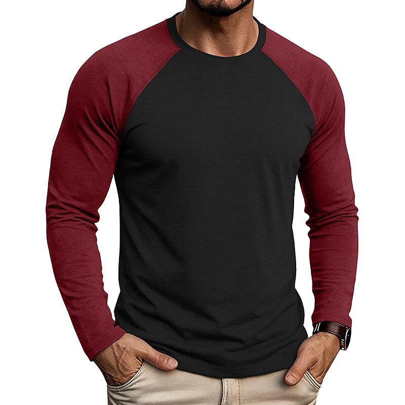 Casual Colorblock Long Sleeve T-shirts