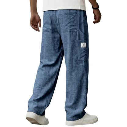 Casual Linen Pants for Men - Elastic Waist, Daily & Beach Wear