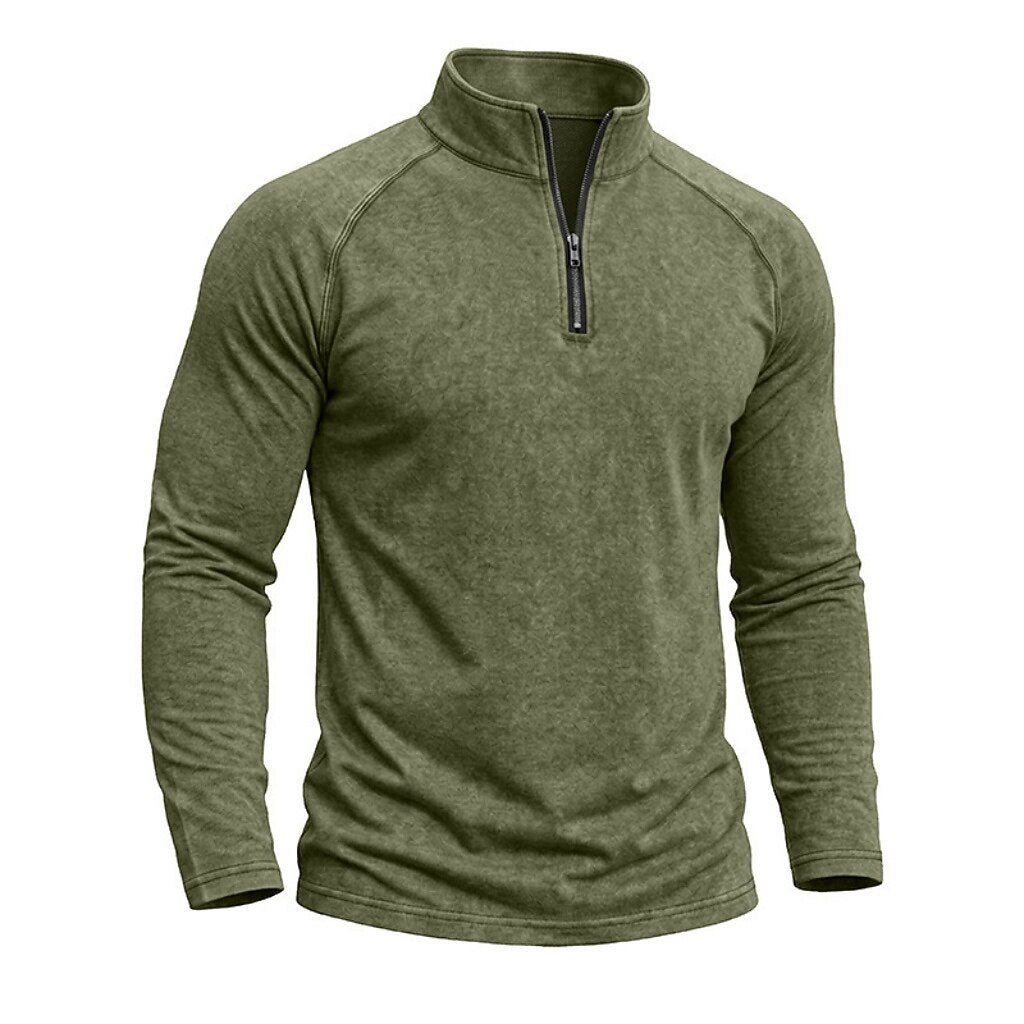 Relaxed Washed Cotton Henley Shirt
