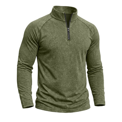 Relaxed Washed Cotton Henley Shirt