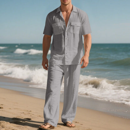 2-Piece Outfit-Linen Shirt with Pants