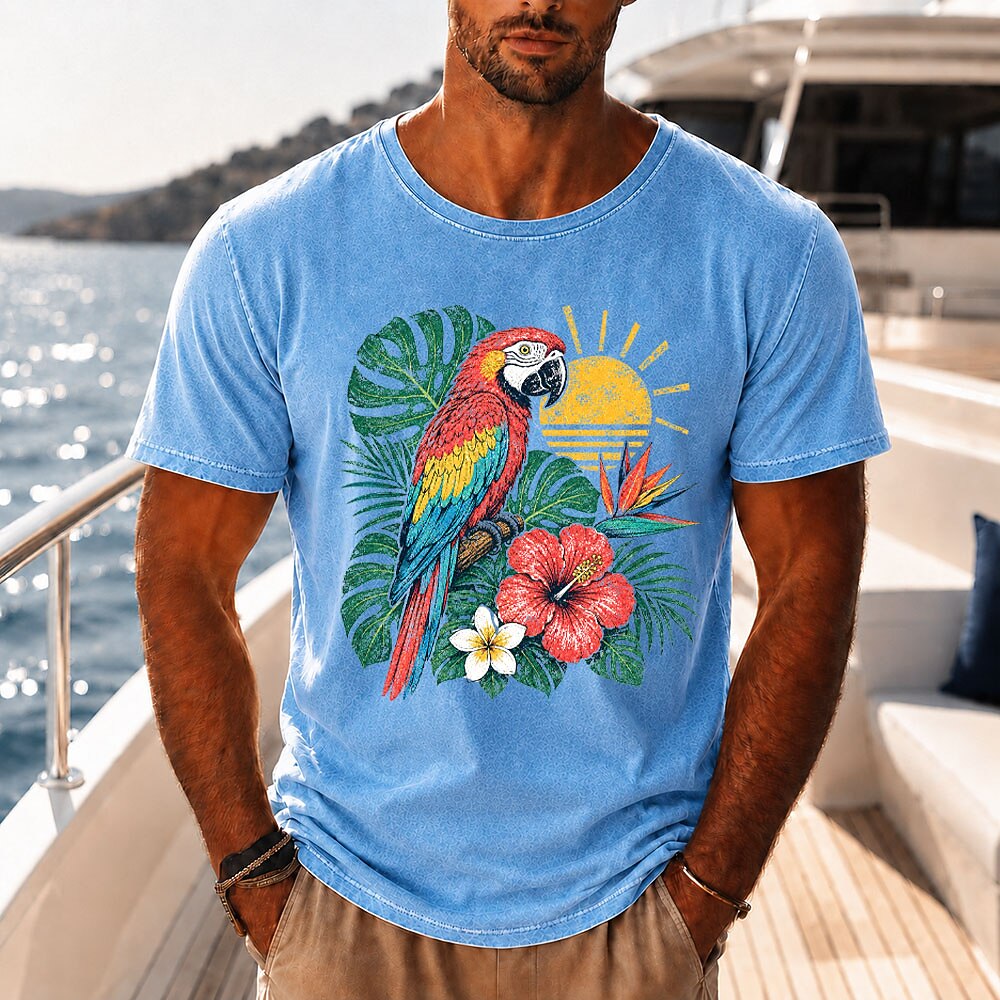 Broken-In 100% Cotton Floral Parrot Tee