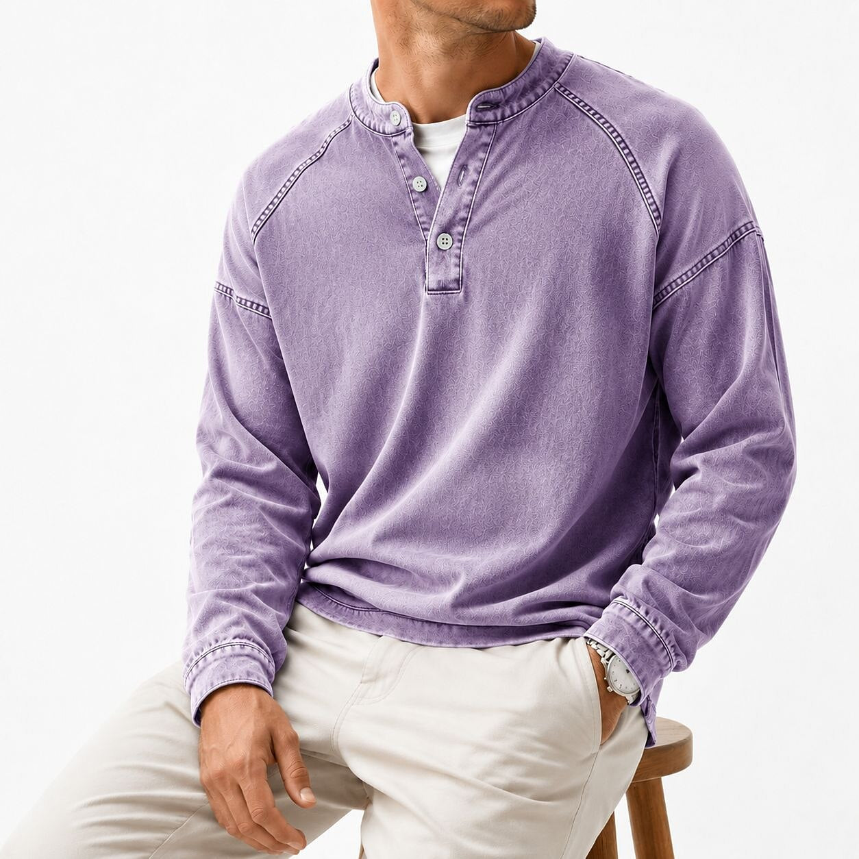 Vintage 100% Cotton Henley Shirt