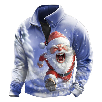 Christmas Santa Claus Colorful Zip Sweatshirt