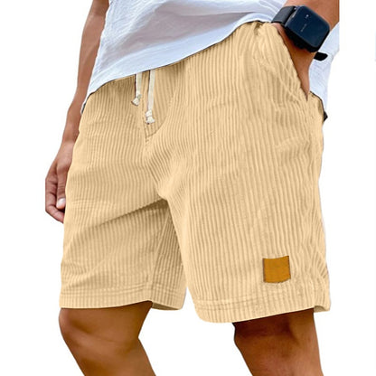 Men's Comfort Corduroy Shorts-Casual Plain Knee Length