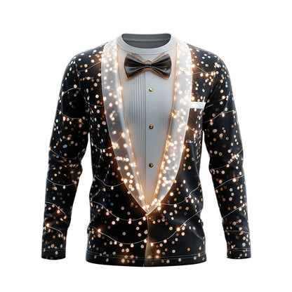 Men's Black Christmas Tuxedo Costume Tee