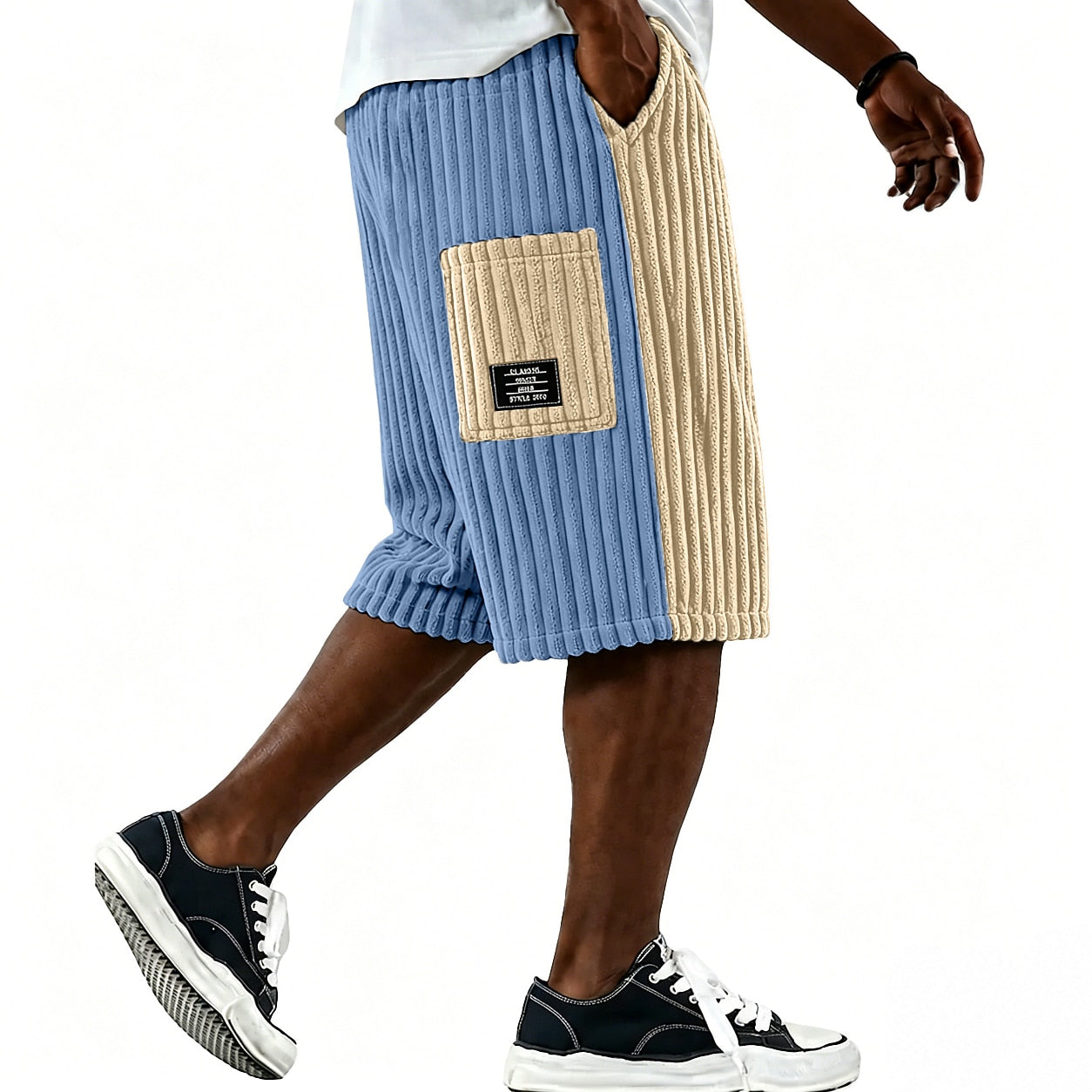 Colorblock  Corduroy Shorts