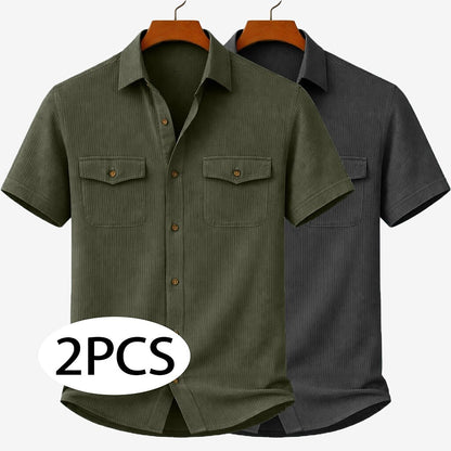 2-Pack Men's Textured Corduroy Shirts