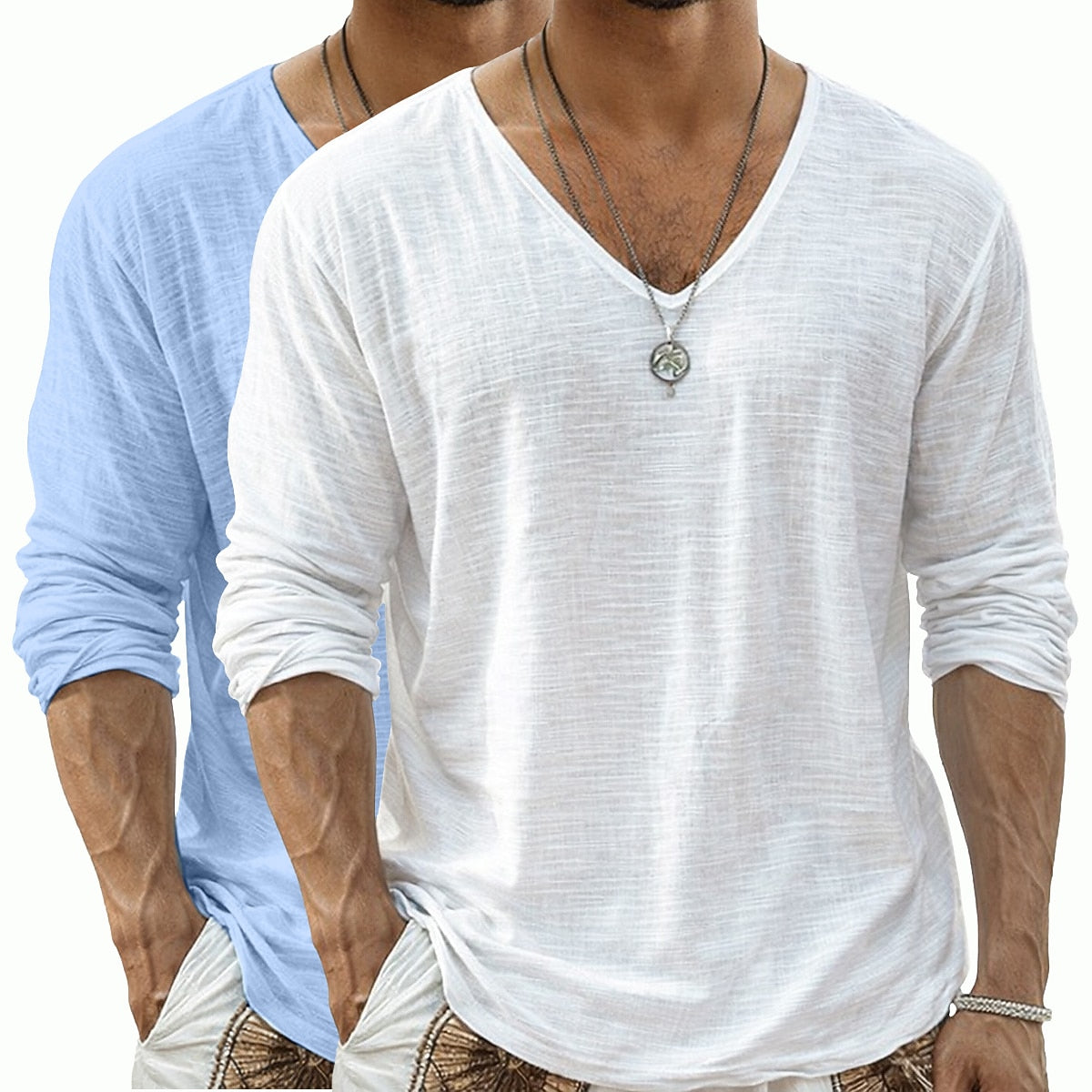 2-Pack Linen V-neck T-shirt