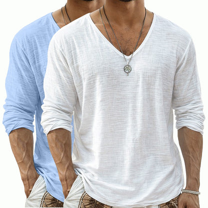 2-Pack Linen V-neck T-shirt