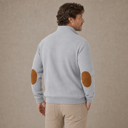 Textured Waffle Quarter Zip Pocket Sweatshirt