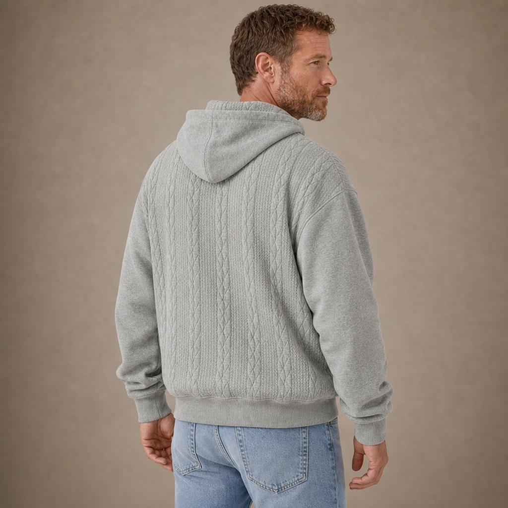 Textured Jacquard Pullover Hoodie