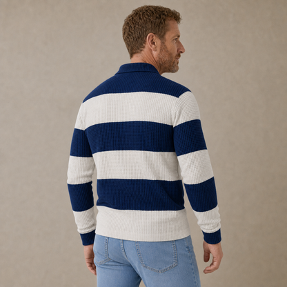 Colorblock Geometric  Waffle Polo Shirt