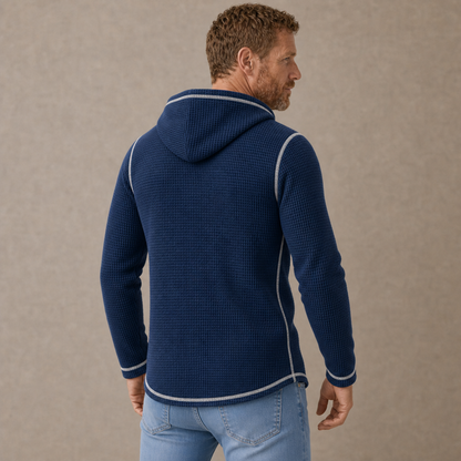 Vintage Waffle Hooded Henley Shirt