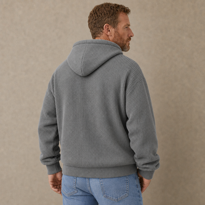 Classic Waffle Knit Quarter Zip Hoodie