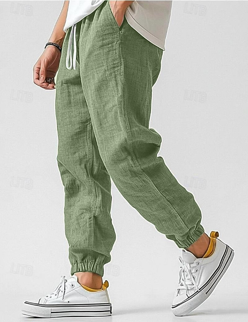 Men's Summer Cotton Linen Pants - Comfortable Baggy Style