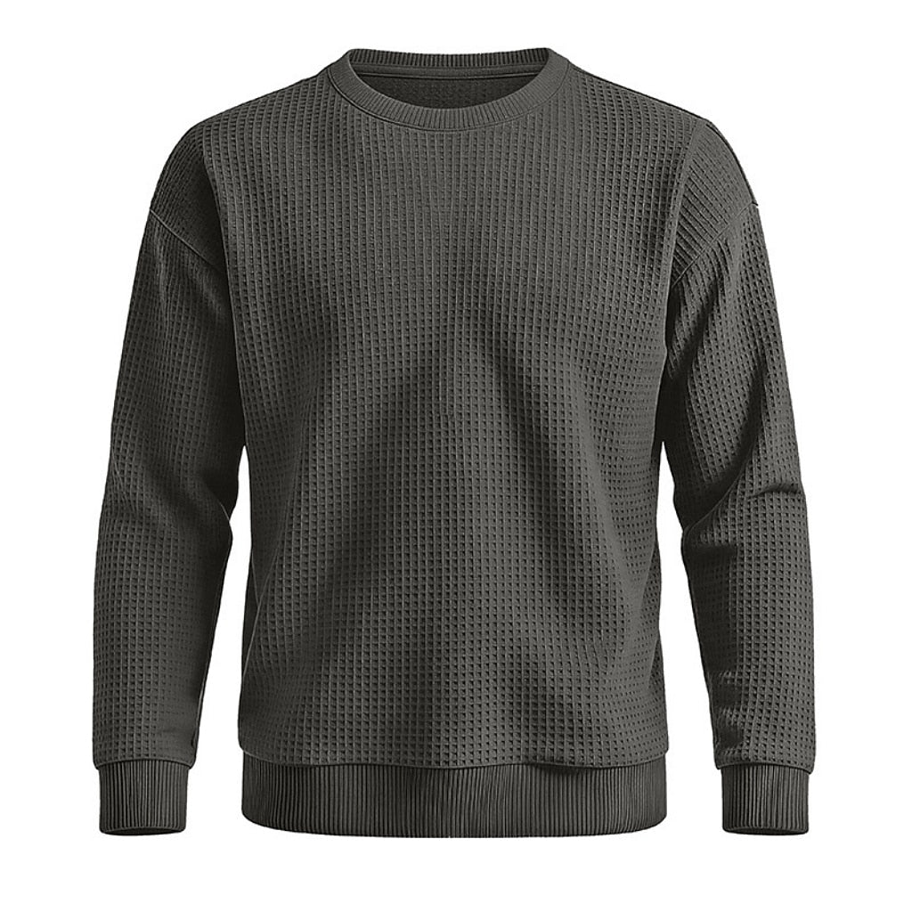Classic Waffle Knit Crew Neck Sweatshirt