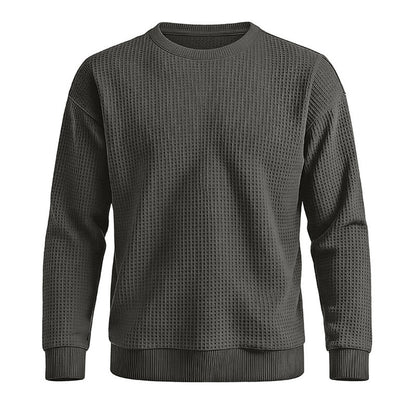 Classic Waffle Knit Crew Neck Sweatshirt