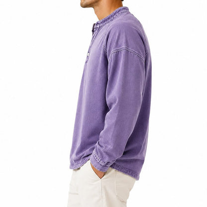 Broken-in Soft 100% Cotton Henley Shirt