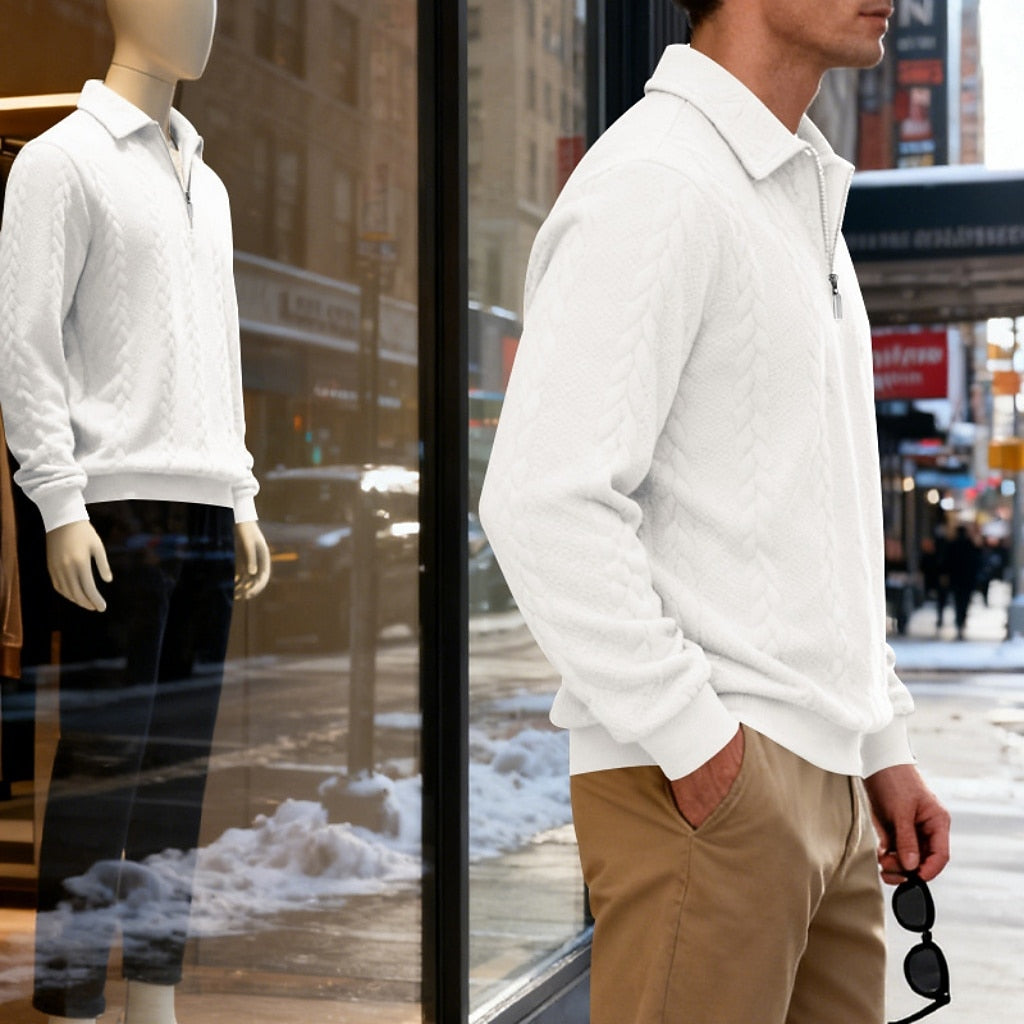 Men's Jacquard Soft Zipped Polo