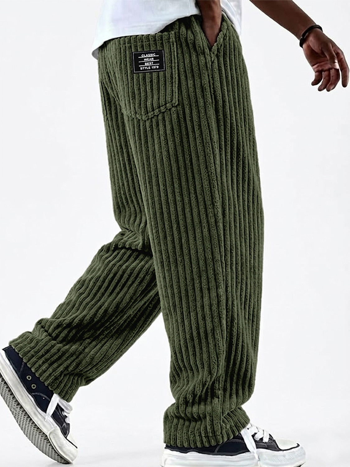 Men's Elastic Waist Casual Corduroy Pants