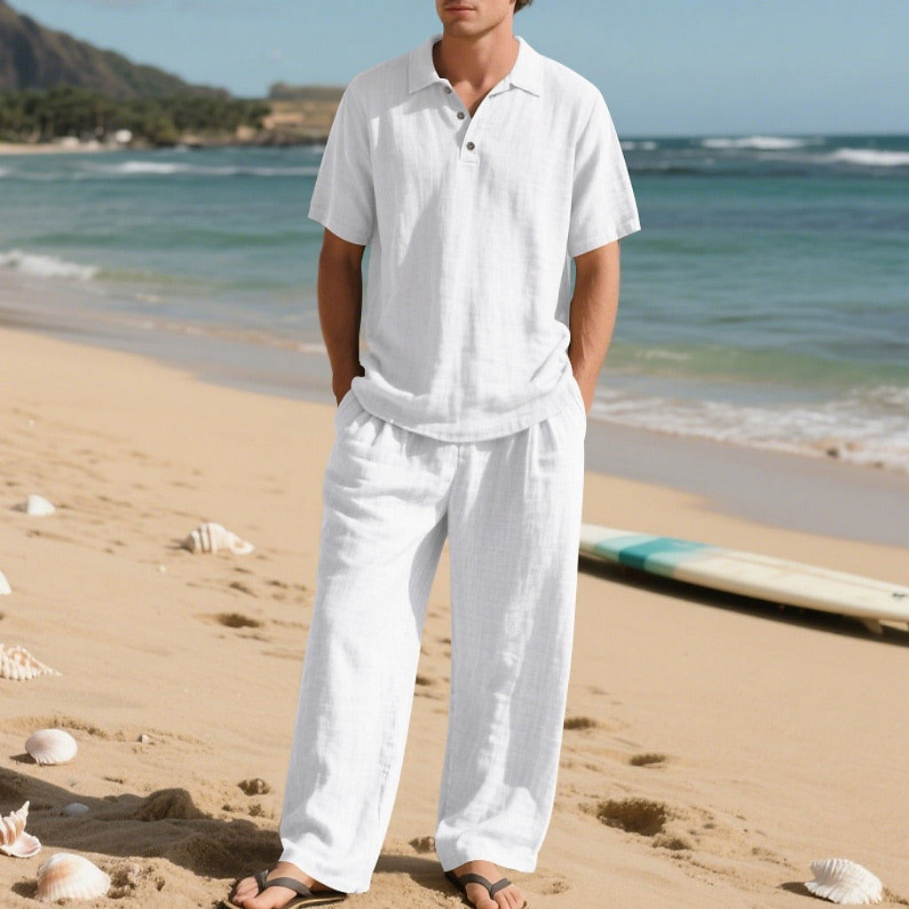 Cotton Linen Shirt Pants Set