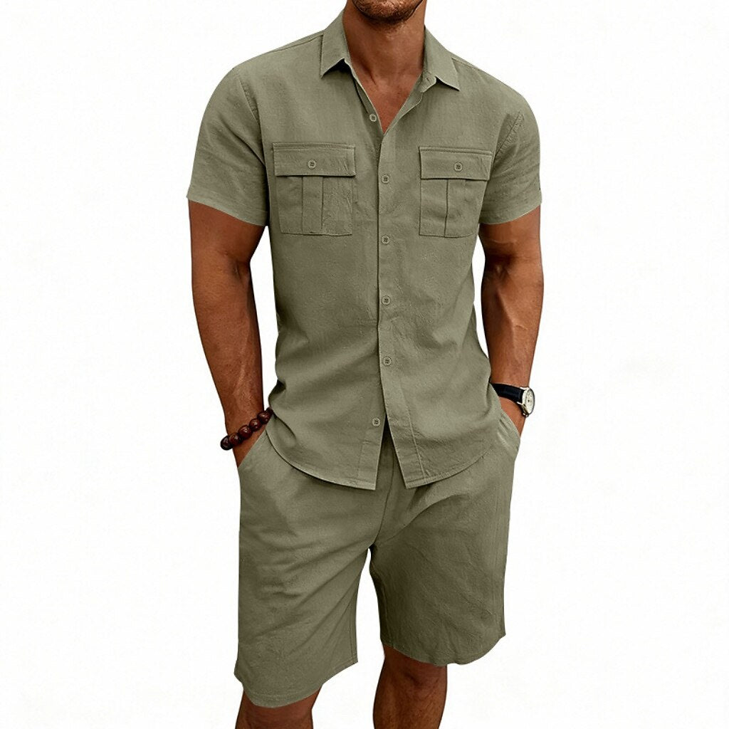 Men's Linen Shirt & Shorts Set
