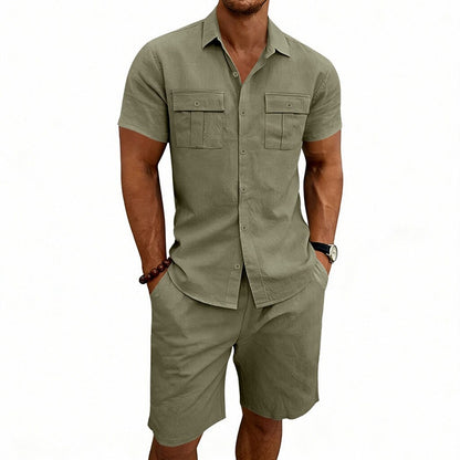 Men's Linen Shirt & Shorts Set
