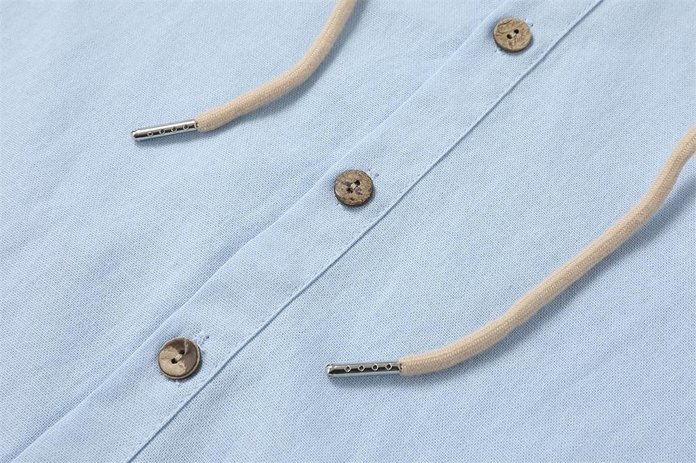 Lightweight Button Up Linen Hooded Shirt