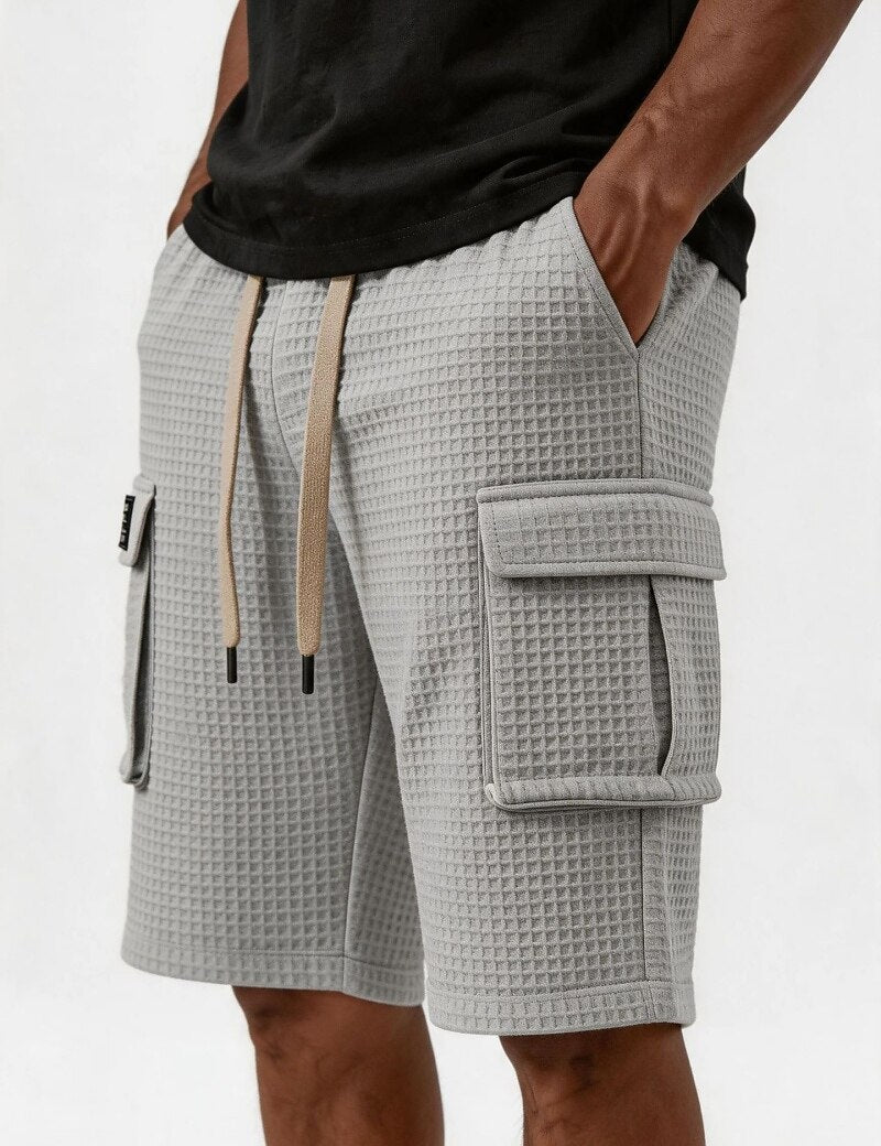 Lightweight Waffle Cargo Shorts With Pocket