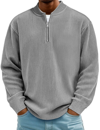 Breathable Zipped  Corduroy Henley Shirt