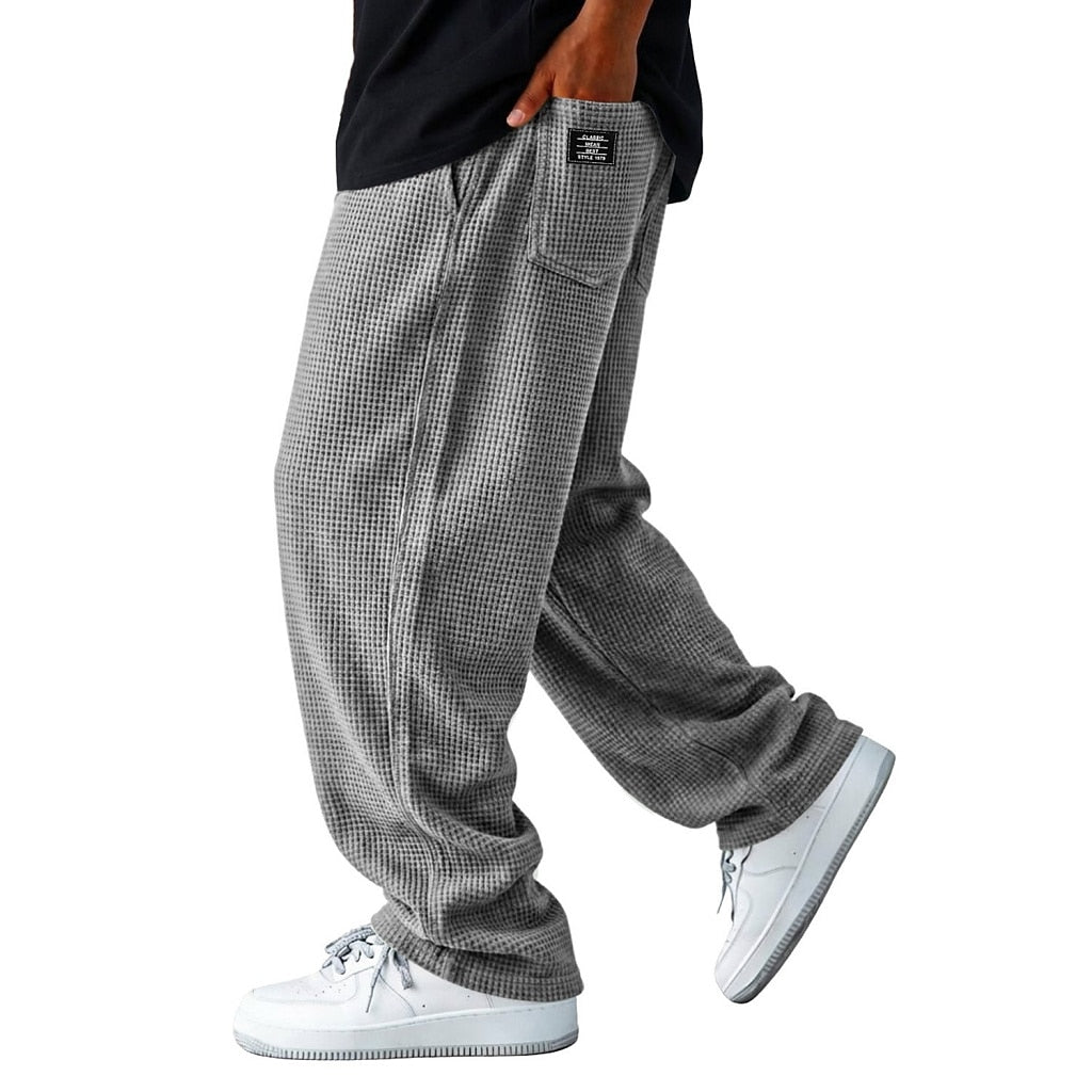 Relaxed Textured Waffle Pants