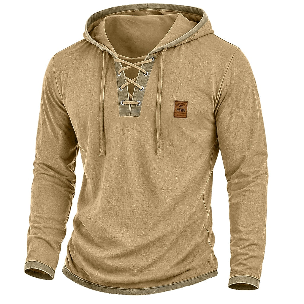 Vintage Colorblock 100% Cotton Hooded Pullover