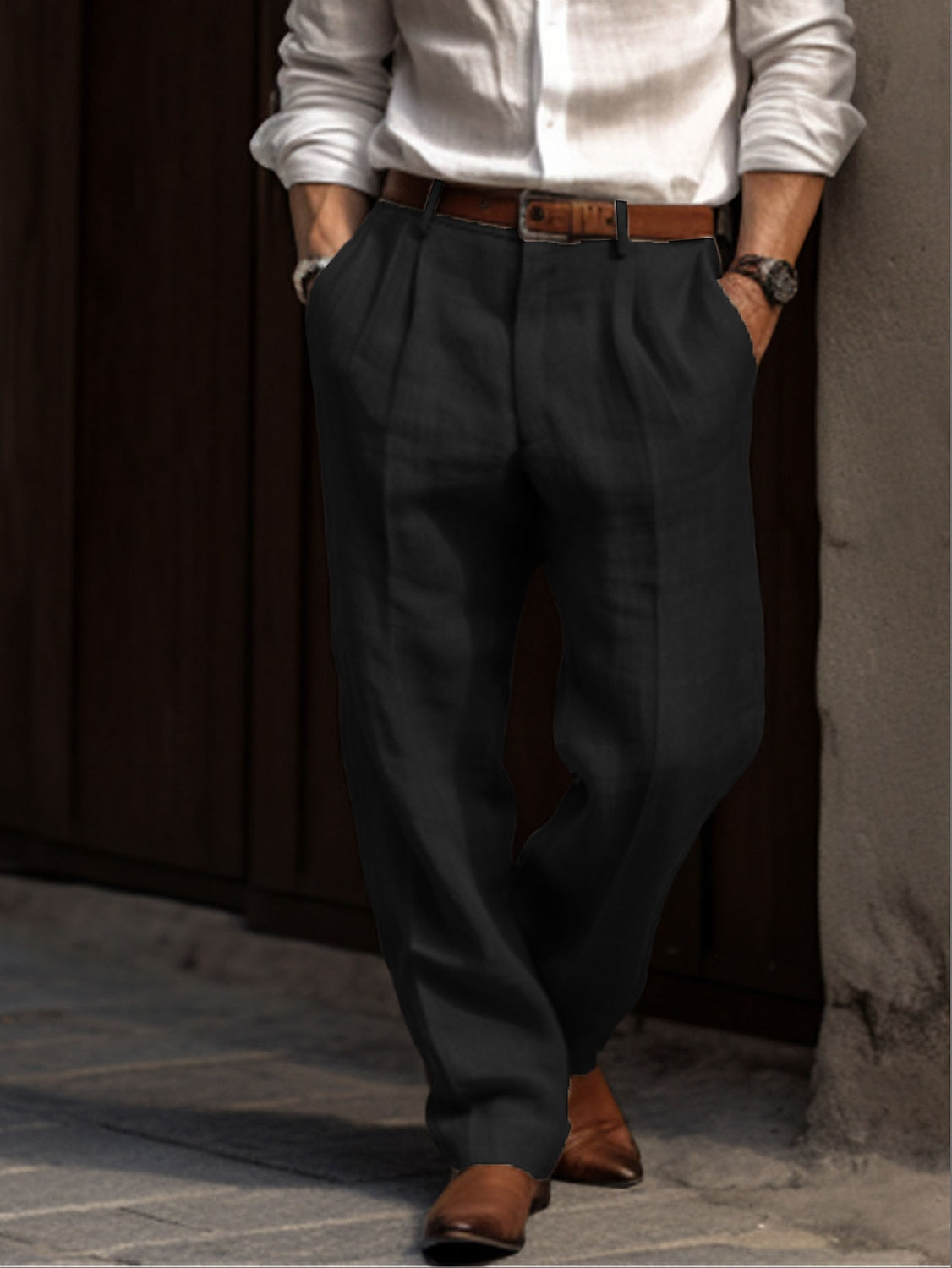 Men's Cotton Linen Pants - Casual Straight Leg
