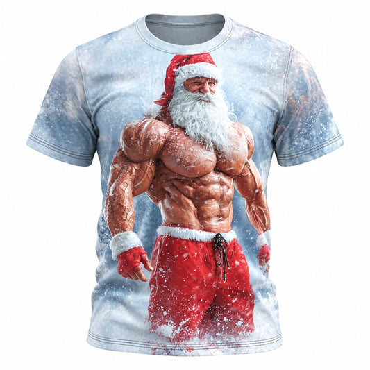 Muscle Santa Christmas Graphic Tee