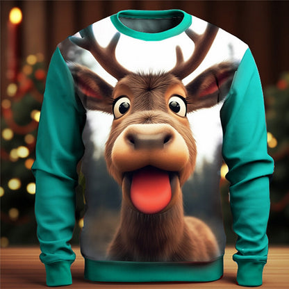 Men's Christmas Elk Moose Golf Sweatshirt