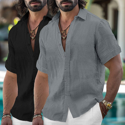 2Pcs Men's Linen Shirts Set