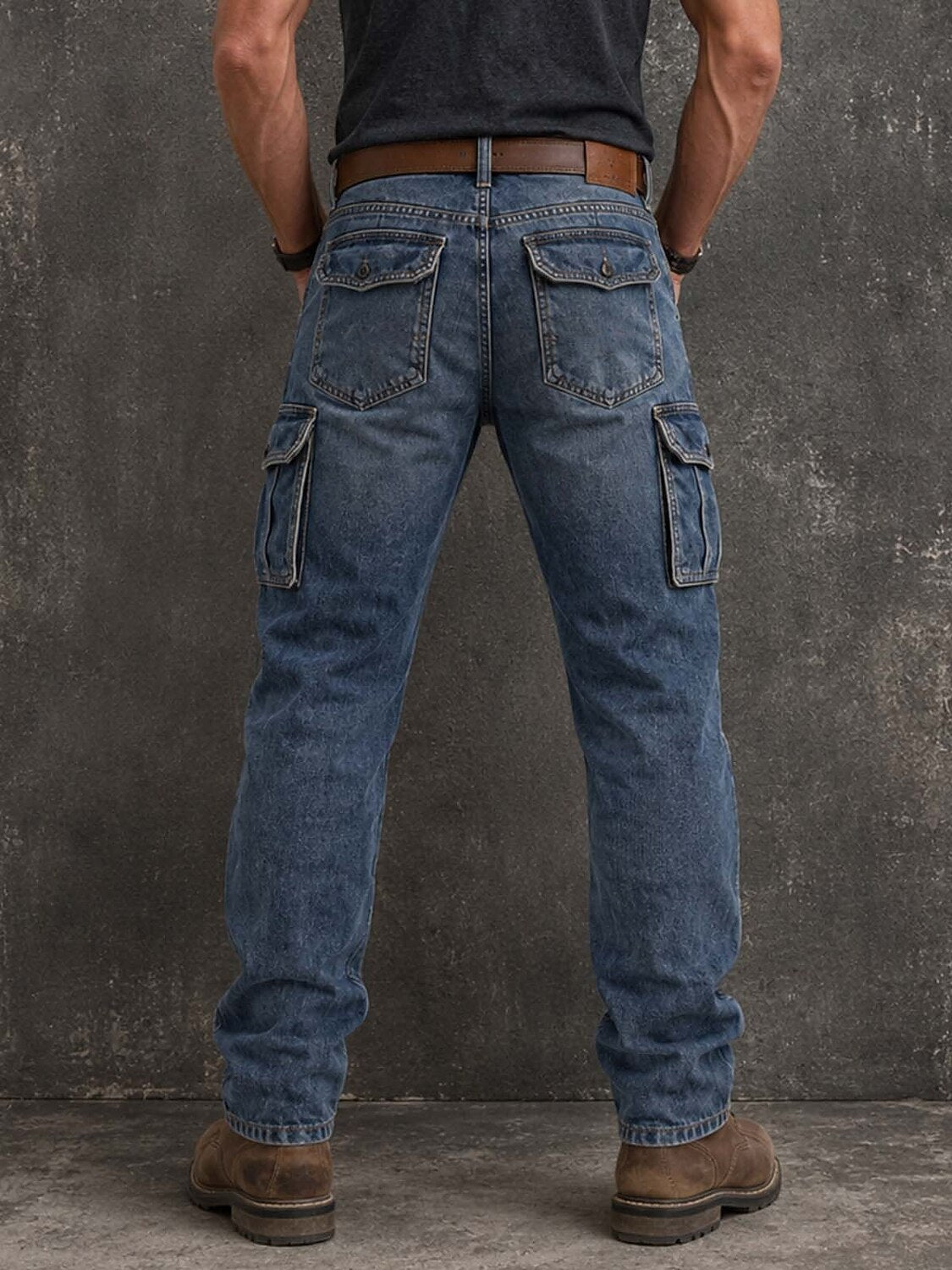 Broken-in Cotton Patchwork Denim Pants