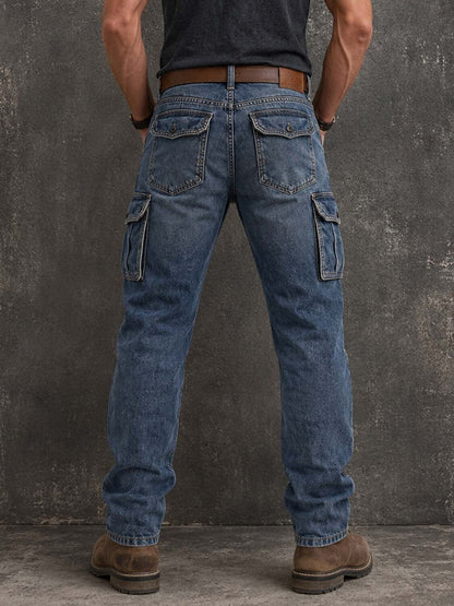 Broken-in Cotton Patchwork Denim Pants
