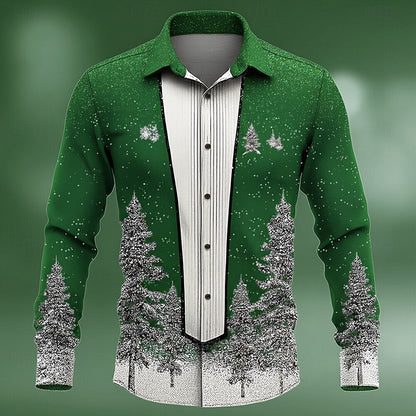 Men's Christmas Faux Collar Tuxedo Shirt