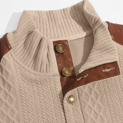Patchwork Jacquard Textured Sweatshirt