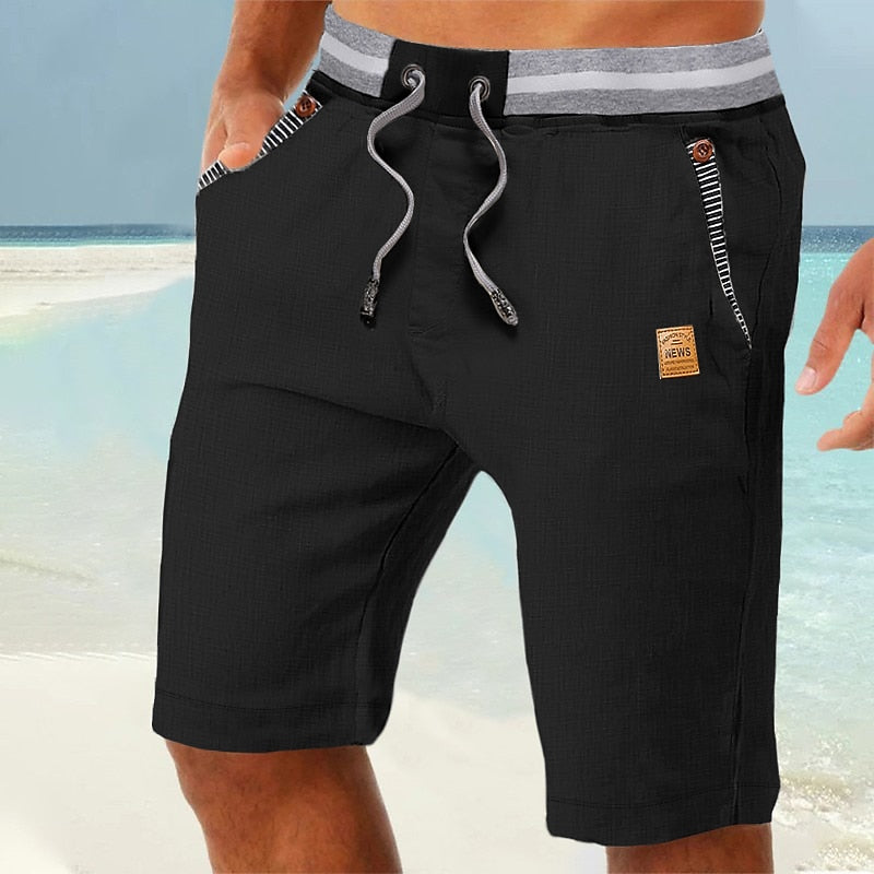 Men's Elastic Waist Linen Shorts-Easy, Everyday Summer Style
