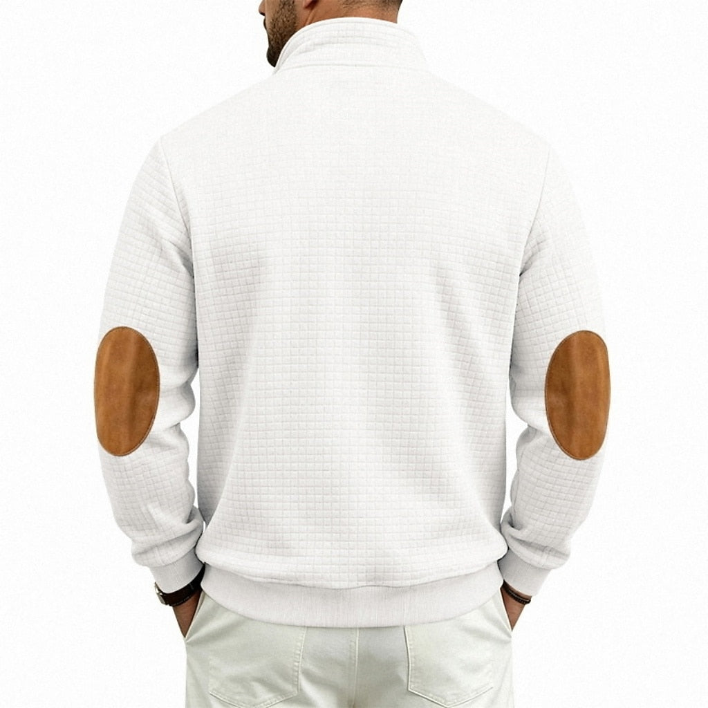Textured Waffle Quarter Zip Pocket Sweatshirt